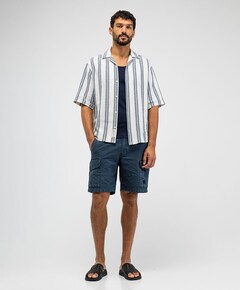 Heren overhemd korte mouw blauw