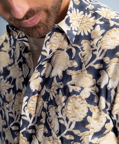 Heren overhemd korte mouw blauw