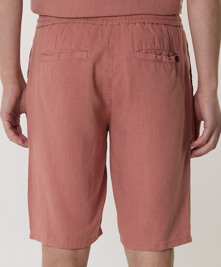 Shorts Chino With Linen, Garment Dye heren korte broek oranje