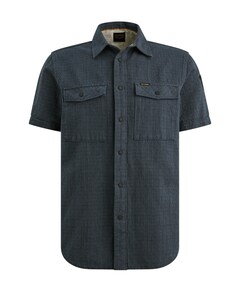Heren overhemd korte mouw blauw