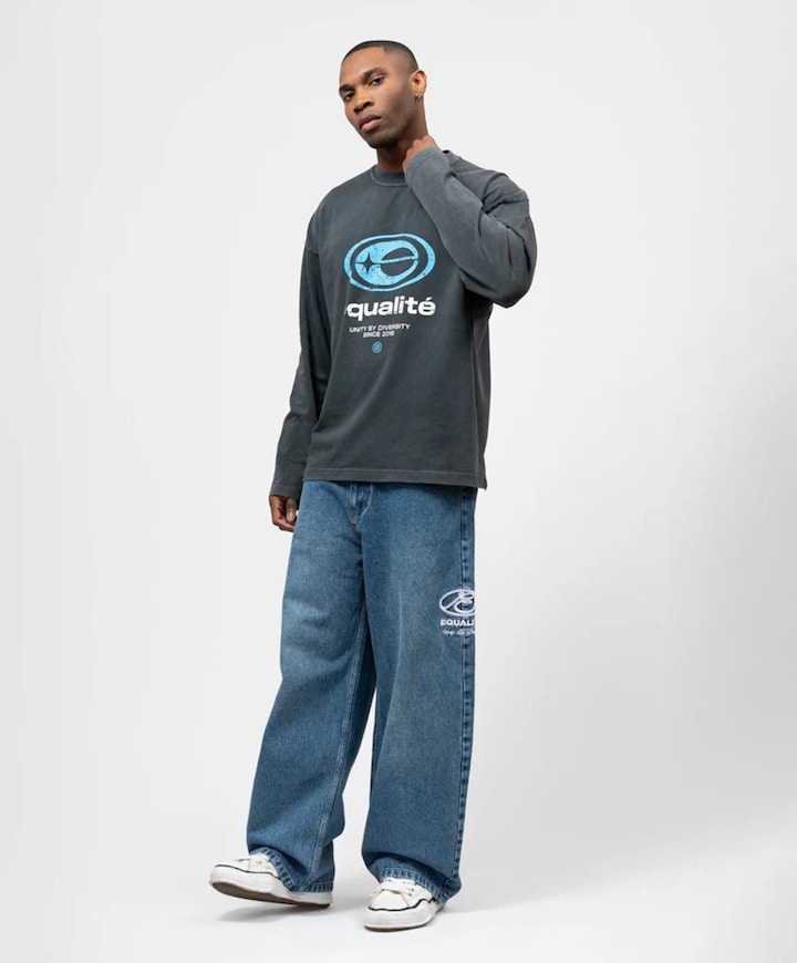 Uniseks longsleeve grijs