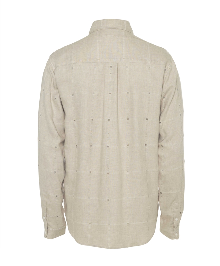 Heren overhemd lange mouw beige