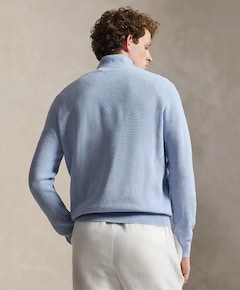 Heren trui met rits blauw