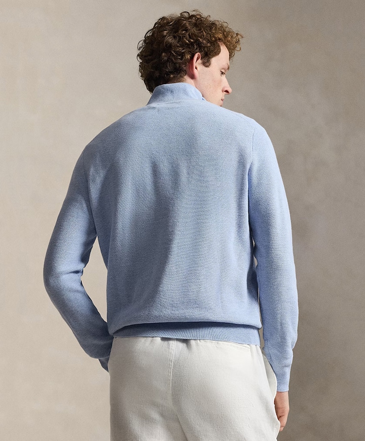 Heren trui met rits blauw