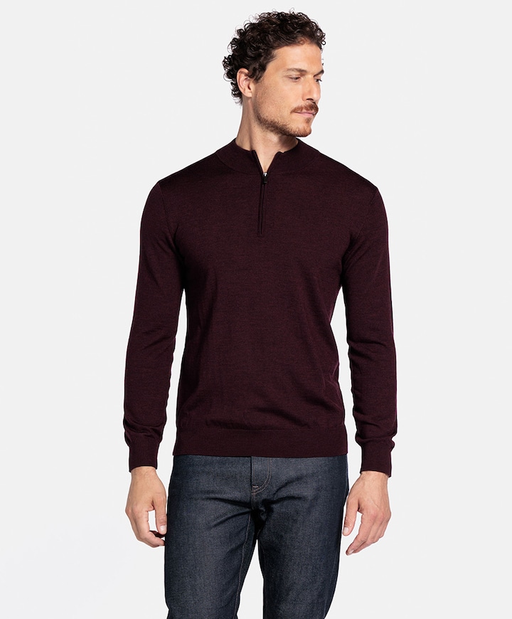 Heren trui met rits bruin