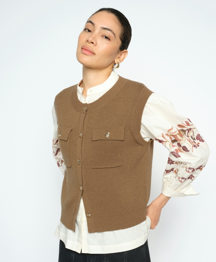 Dames gilet bruin