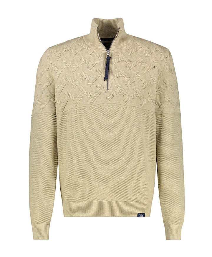 Heren trui met rits beige