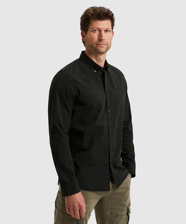 Heren overhemd lange mouw zwart