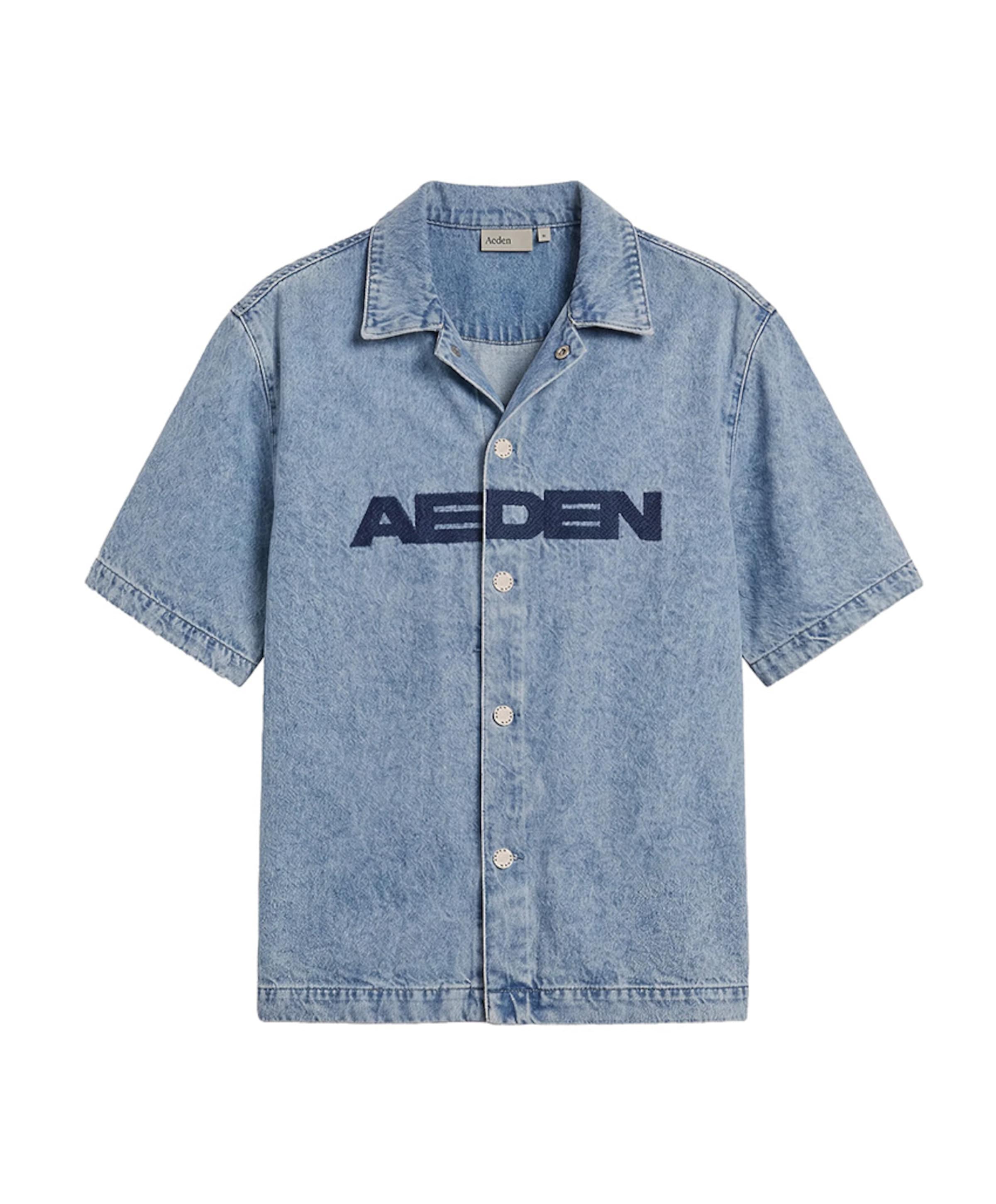 Heren overhemd korte mouw blauw