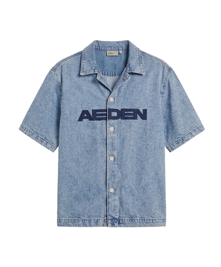 Heren overhemd korte mouw blauw