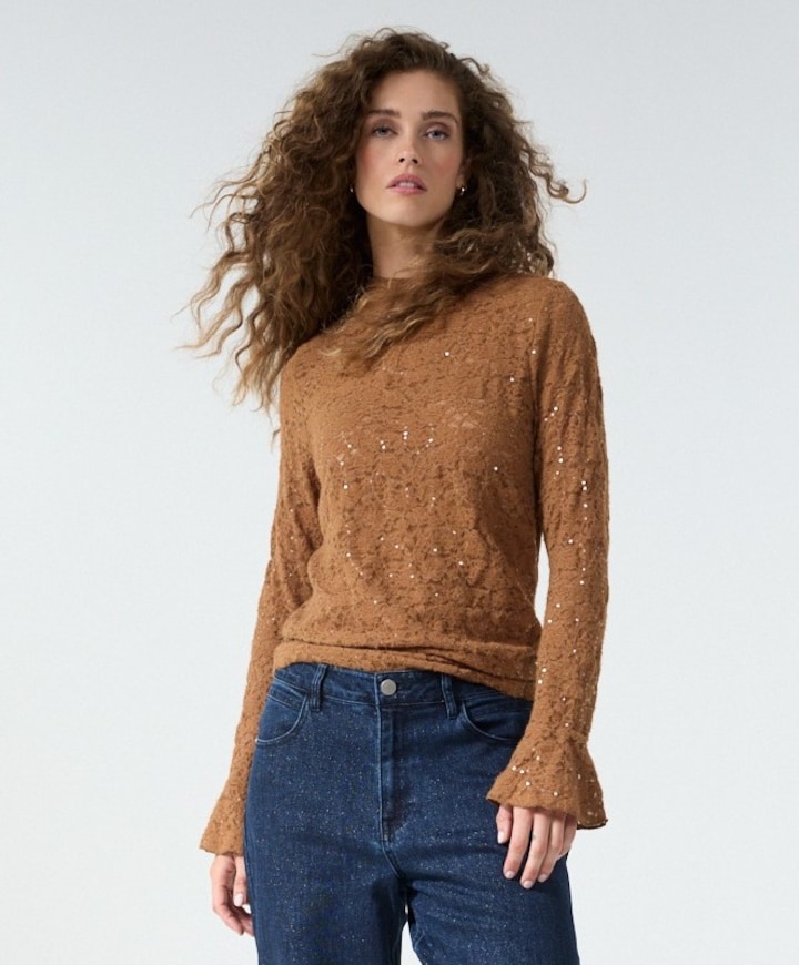 Dames top bruin