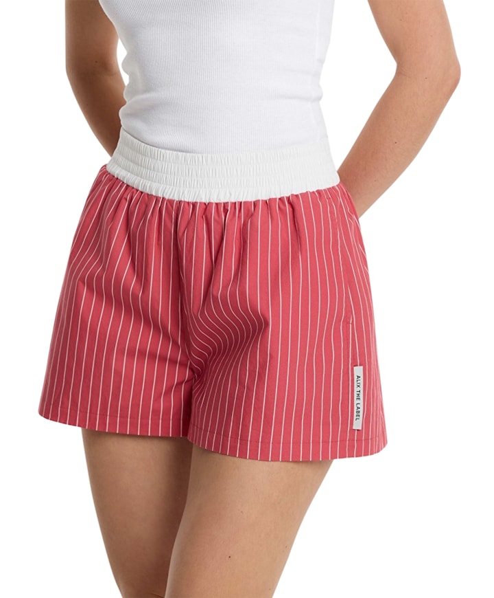 STRIPED dames korte broek rood