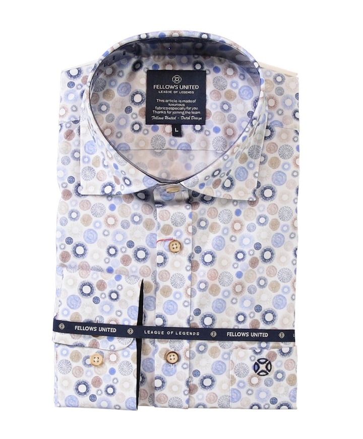 Heren overhemd lange mouw blauw