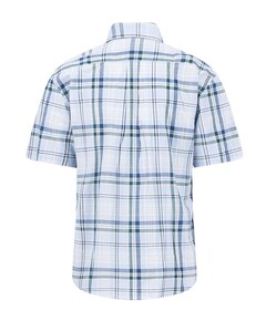 Heren overhemd korte mouw blauw