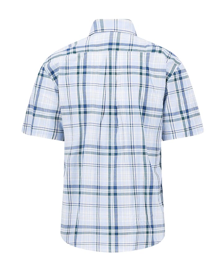 Heren overhemd korte mouw blauw