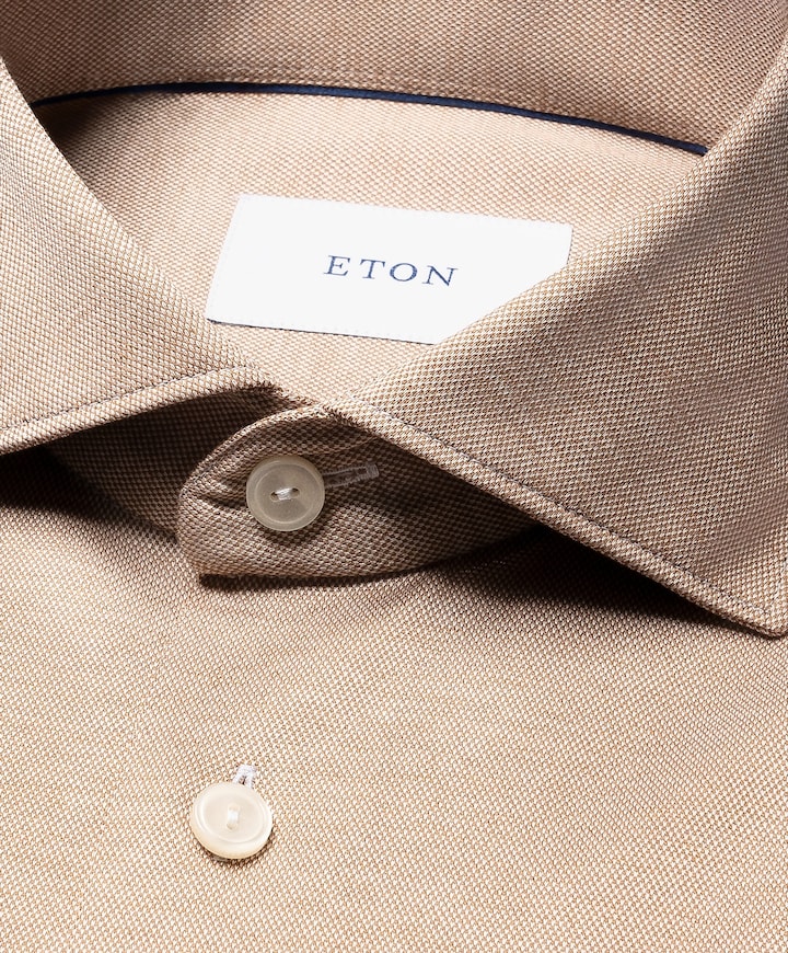 Heren overhemd lange mouw beige