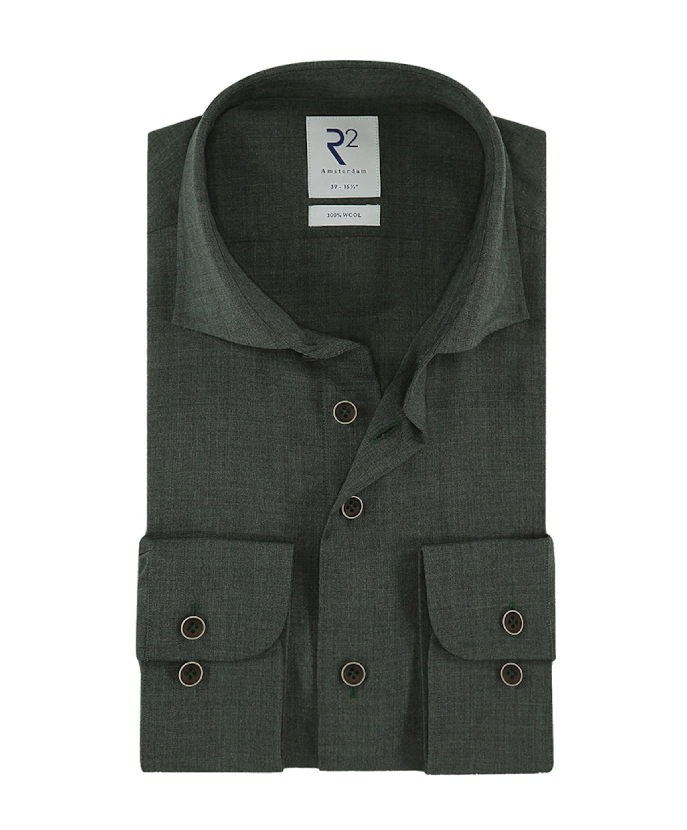 Heren overhemd lange mouw groen