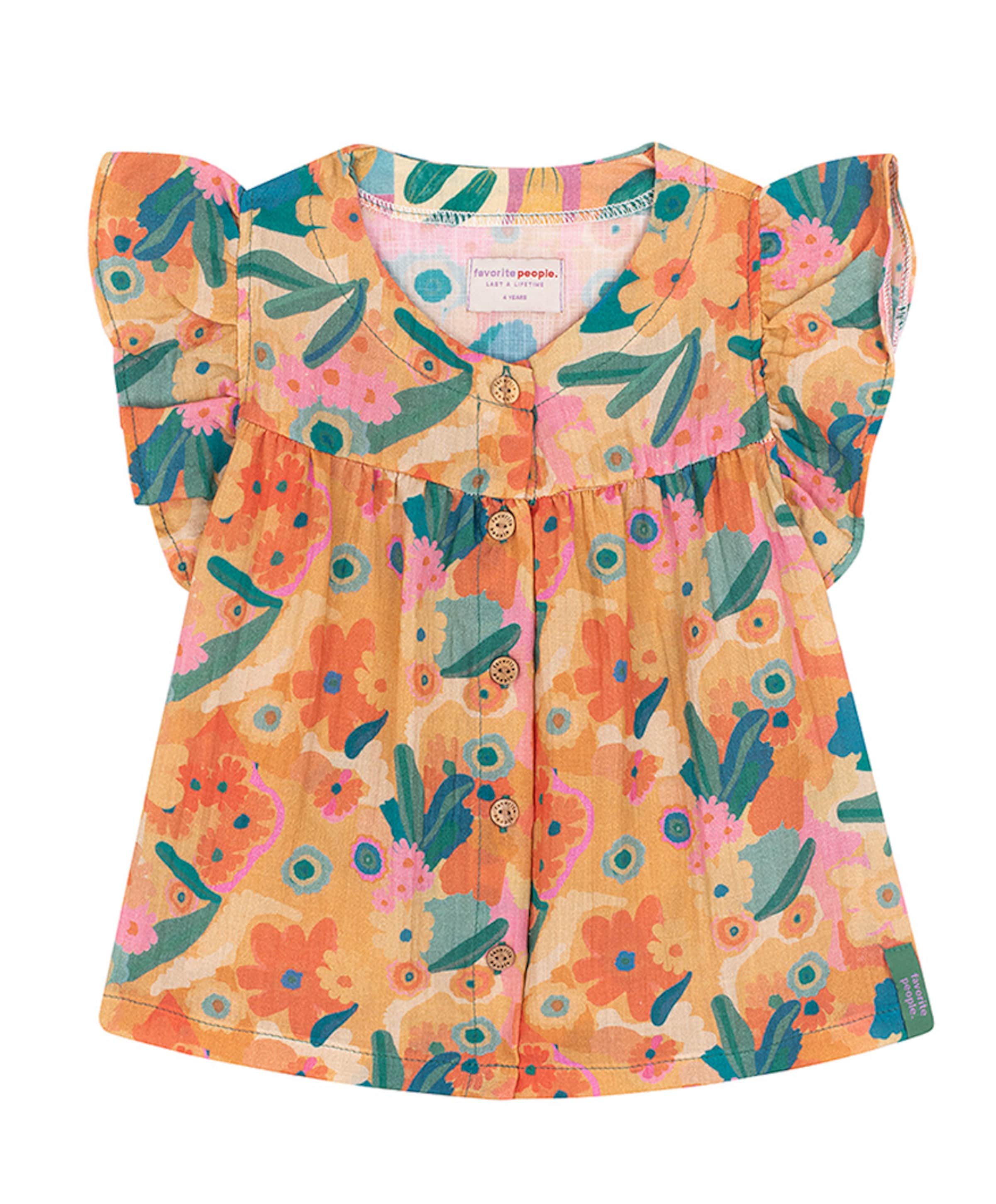 Meisjes blouse korte mouw multicolor