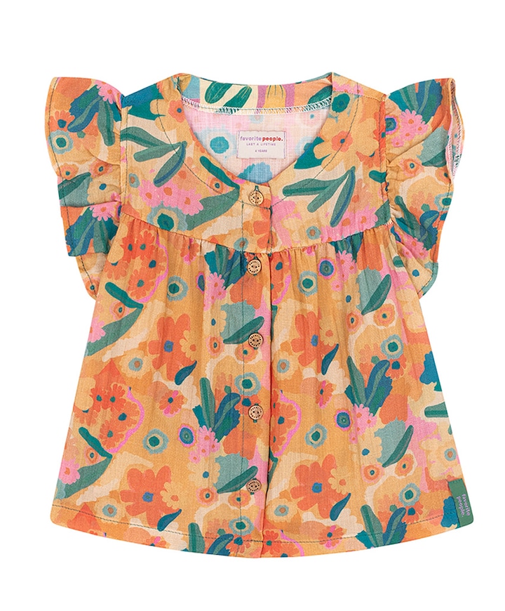 Meisjes blouse korte mouw multicolor