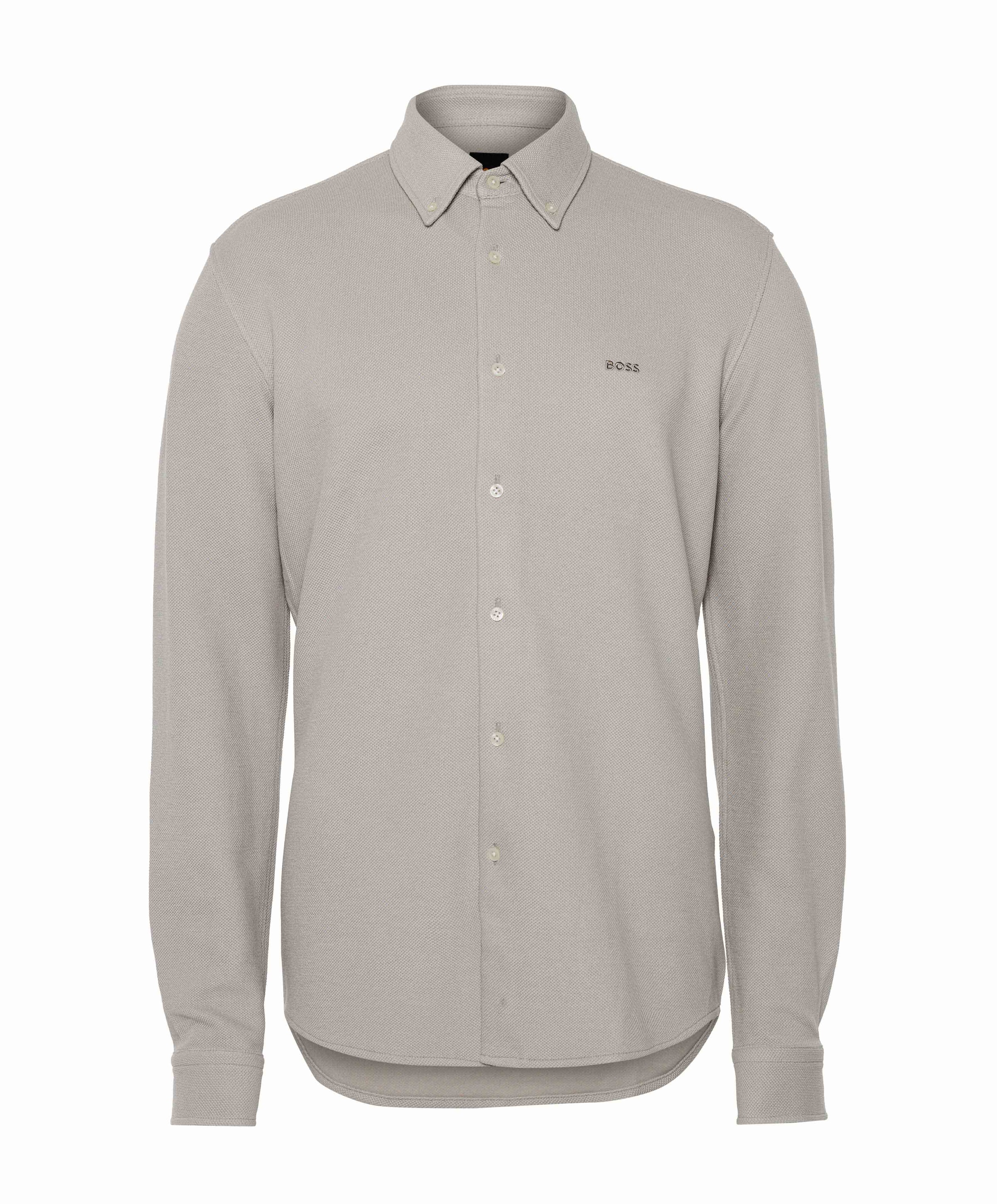 Heren overhemd lange mouw grijs