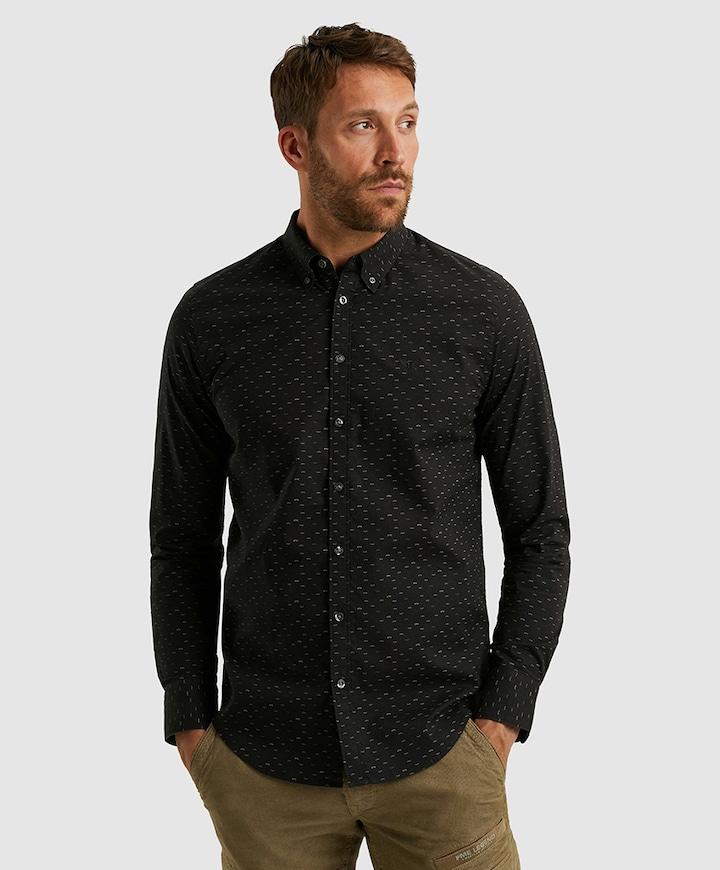 Heren overhemd lange mouw zwart