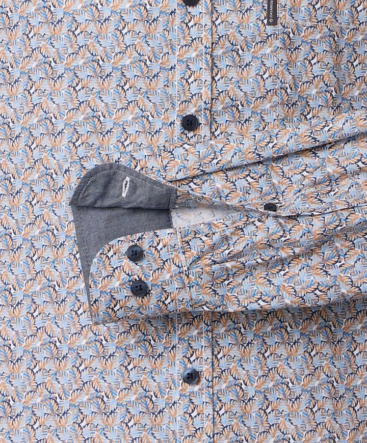 Heren overhemd lange mouw blauw