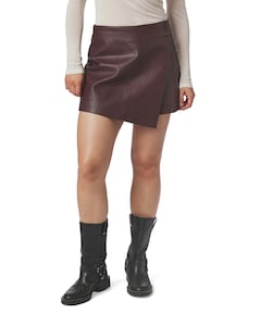 Elayne Faux Leather dames broekrok bordeaux