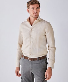 Heren overhemd lange mouw beige