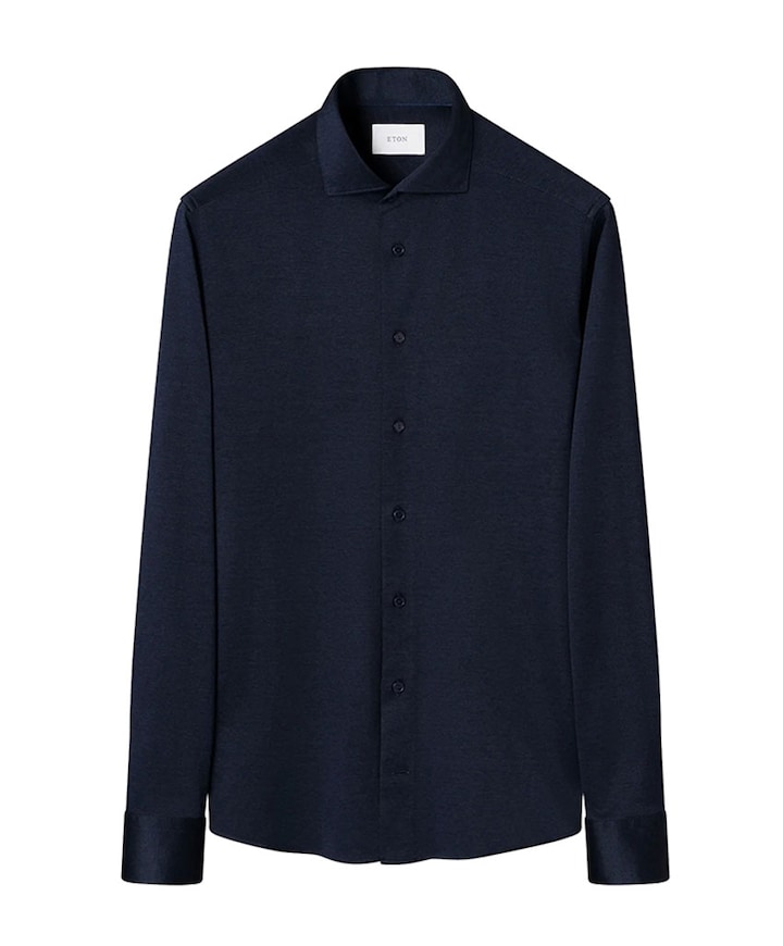 Heren overhemd lange mouw blauw