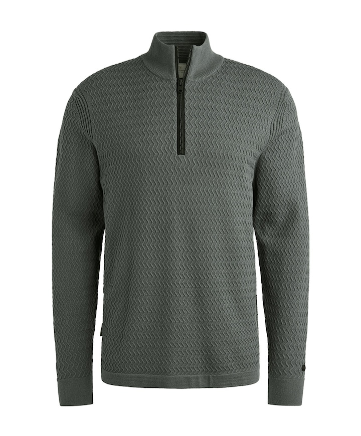 Heren trui met rits blauw