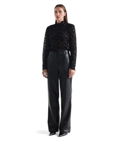 BINA pu 425 vegan leather wide fit long dames broek zwart