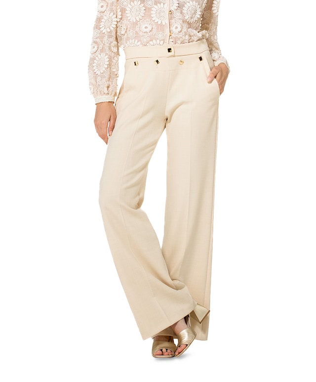 Broek polyester viscose mix effen accessoires pantalon beige