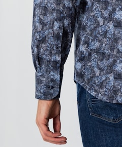 Heren overhemd lange mouw blauw