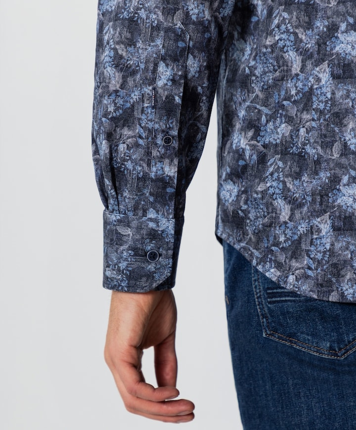 Heren overhemd lange mouw blauw