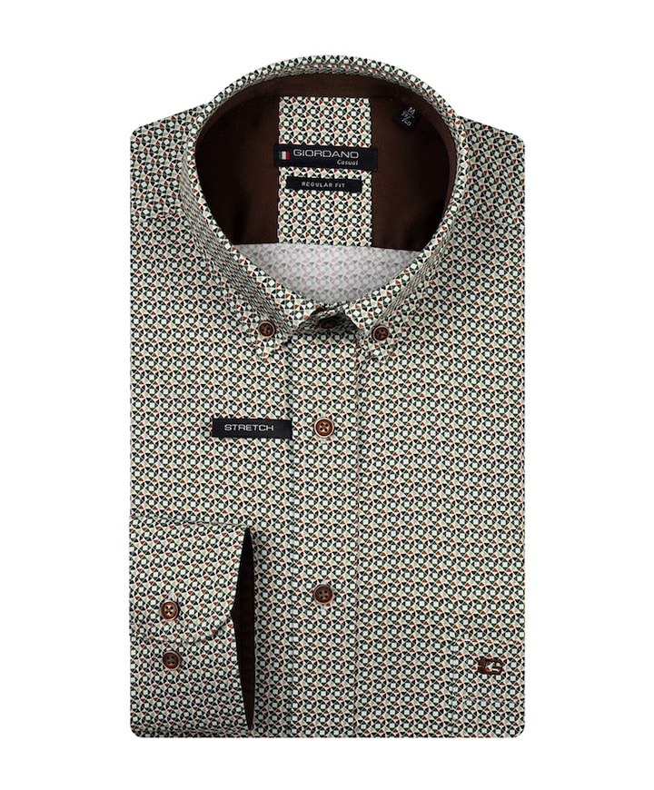 Heren overhemd lange mouw groen