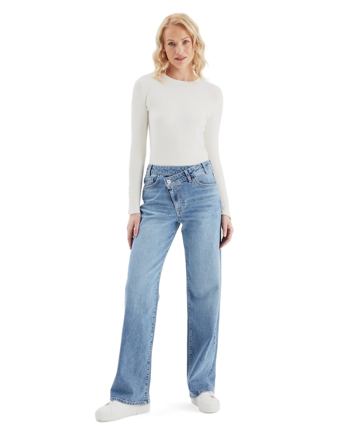 Relaxed straight dames jeans blauw