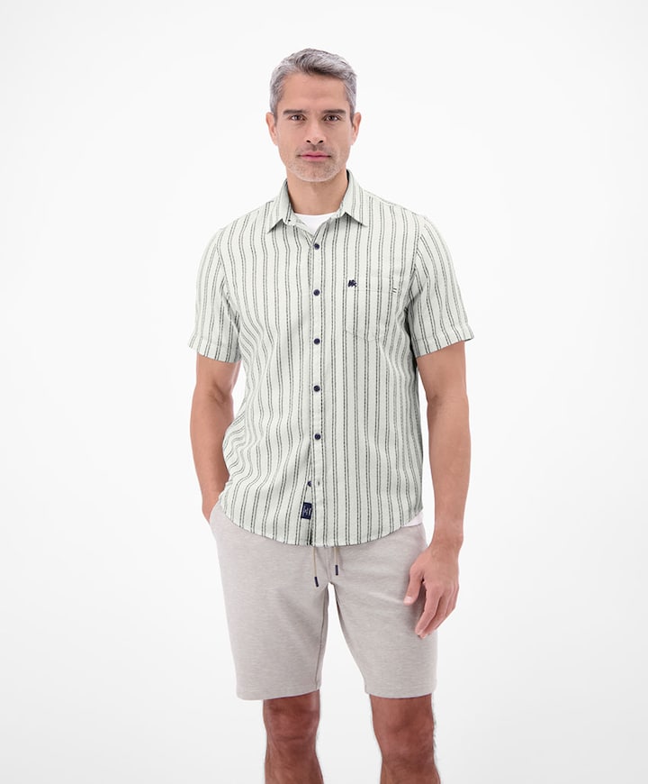 Heren overhemd korte mouw ecru