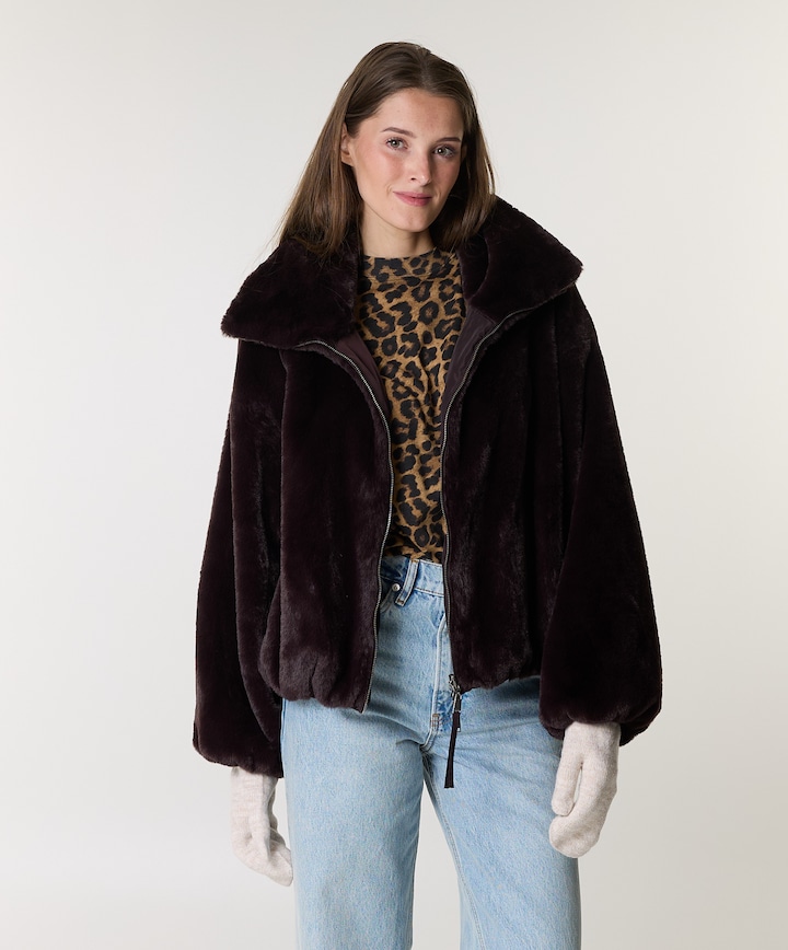 Dames jas reversible bruin