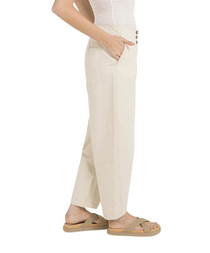 High waist barrel leg trousers dames broek beige