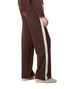 Wide leg tape dames broek bruin
