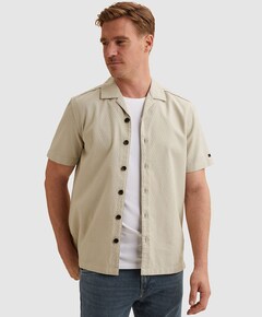 Heren overhemd korte mouw beige
