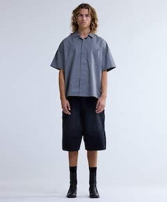 Heren overhemd korte mouw grijs