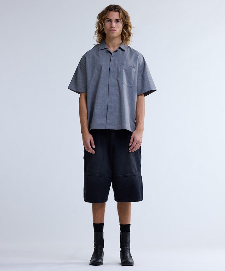 Heren overhemd korte mouw grijs