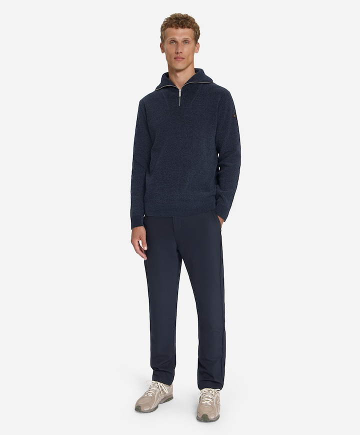 Heren trui met rits blauw