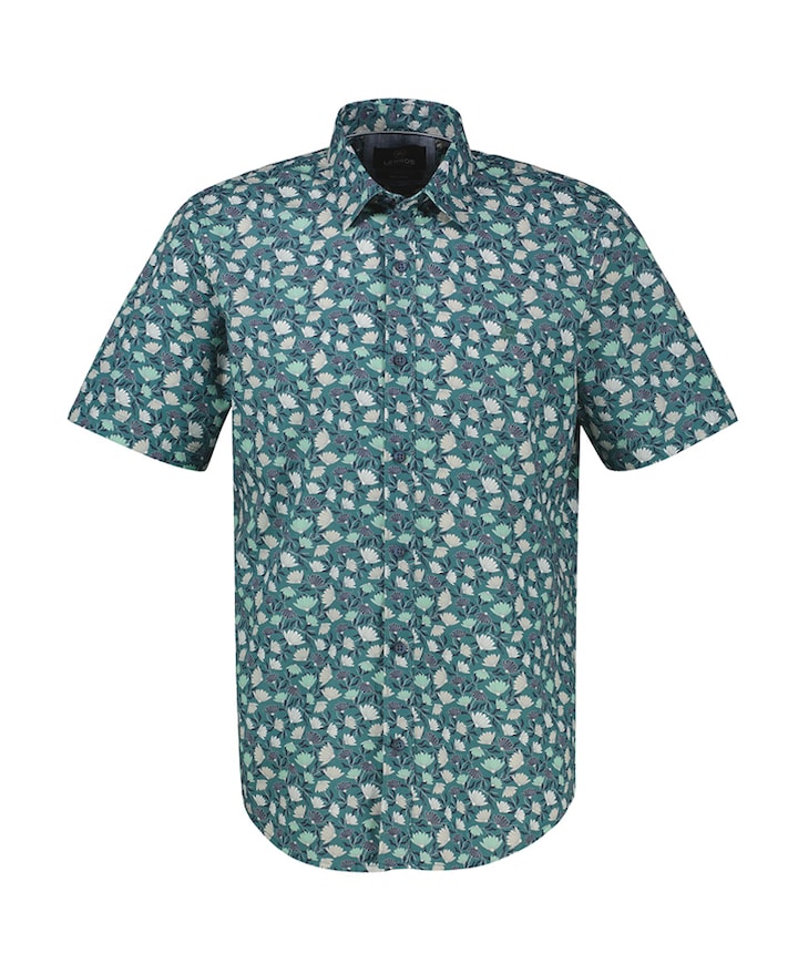 Heren overhemd korte mouw groen