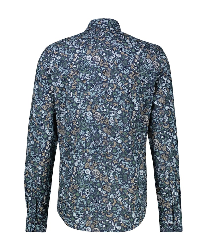 Heren overhemd lange mouw blauw