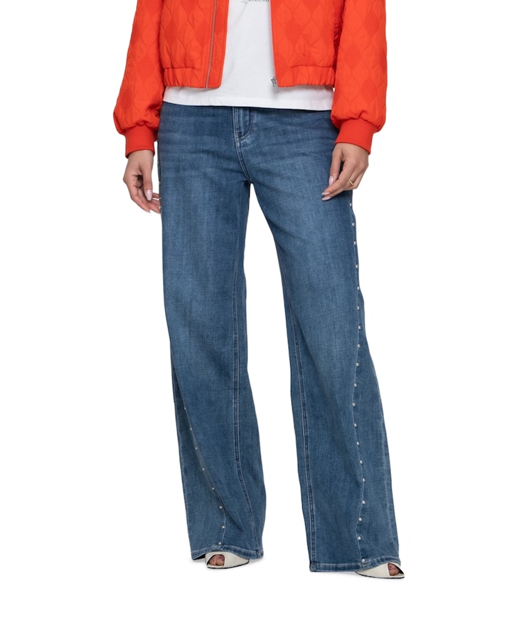 Jeans wide studs dames jeans blauw