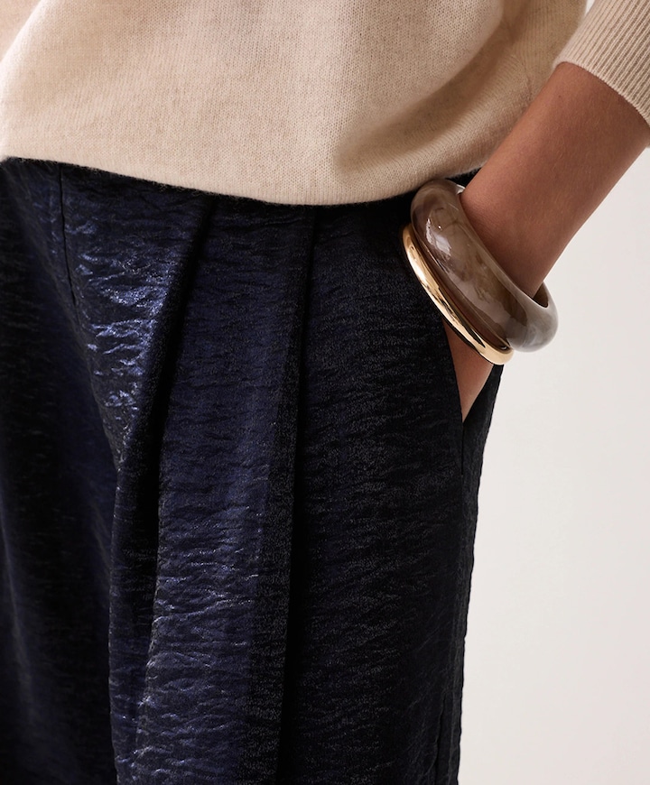 Metallic shine dames broek blauw
