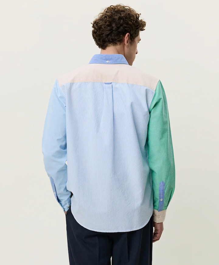 Heren overhemd lange mouw blauw