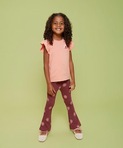 Flared broek AOP meisjes broek bordeaux